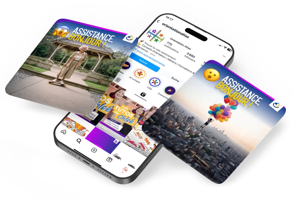 Promotion des métiers - Observatoire des métiers de l'assistance - Post réseaux sociaux - Mockup réseaux sociaux 1