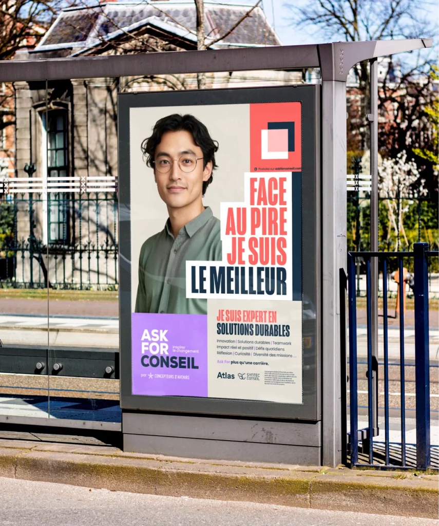 Promotion des métiers - Ask for conseil - Mockup Affiches bus