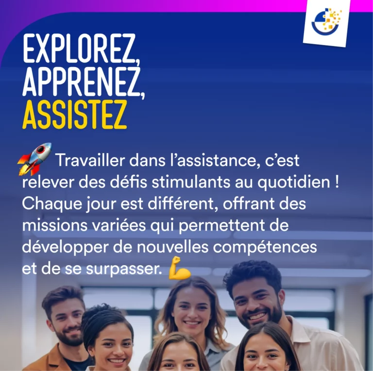 Promotion des métiers - Observatoire des métiers de l'assistance - Post réseaux sociaux - Explorez, apprenez, assistez 1.2