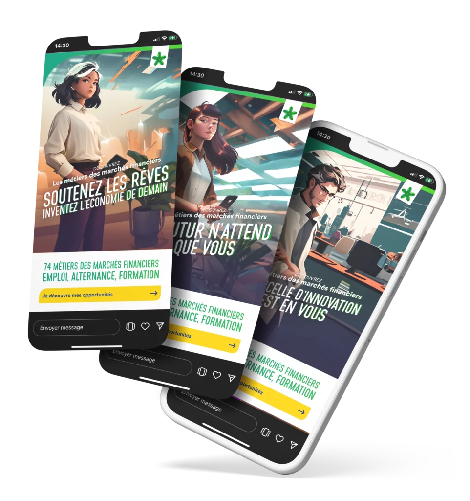 Promotion des métiers - Métiers de la finance - Mockup smartphone affiche
